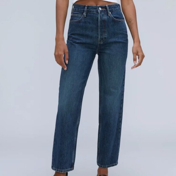 EVERLANE The Rigid Way High Straight Leg Jean in Rich Indigo Sz 28 - Picture 1 of 11